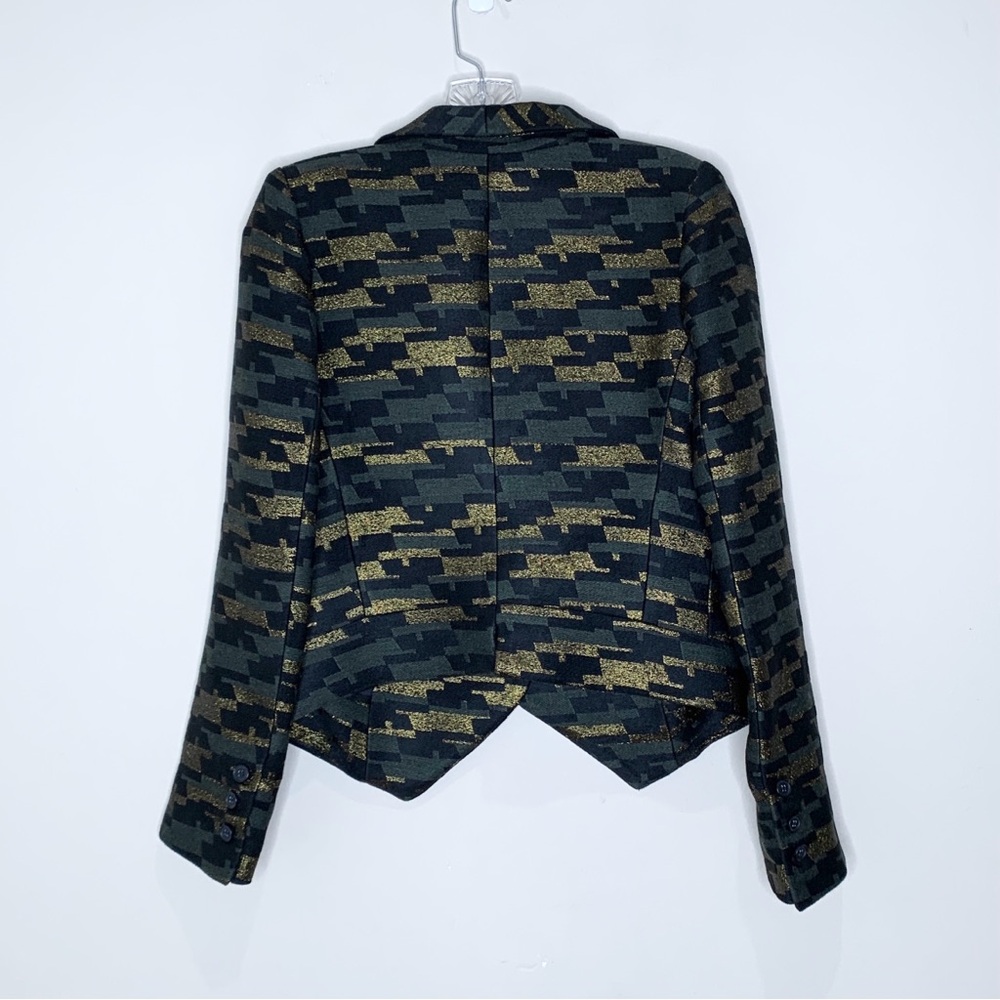 Smythe Anytime Blazer (Sz 6) Camo Jacquard Metallic Green Black Gold - Picture 13 of 16